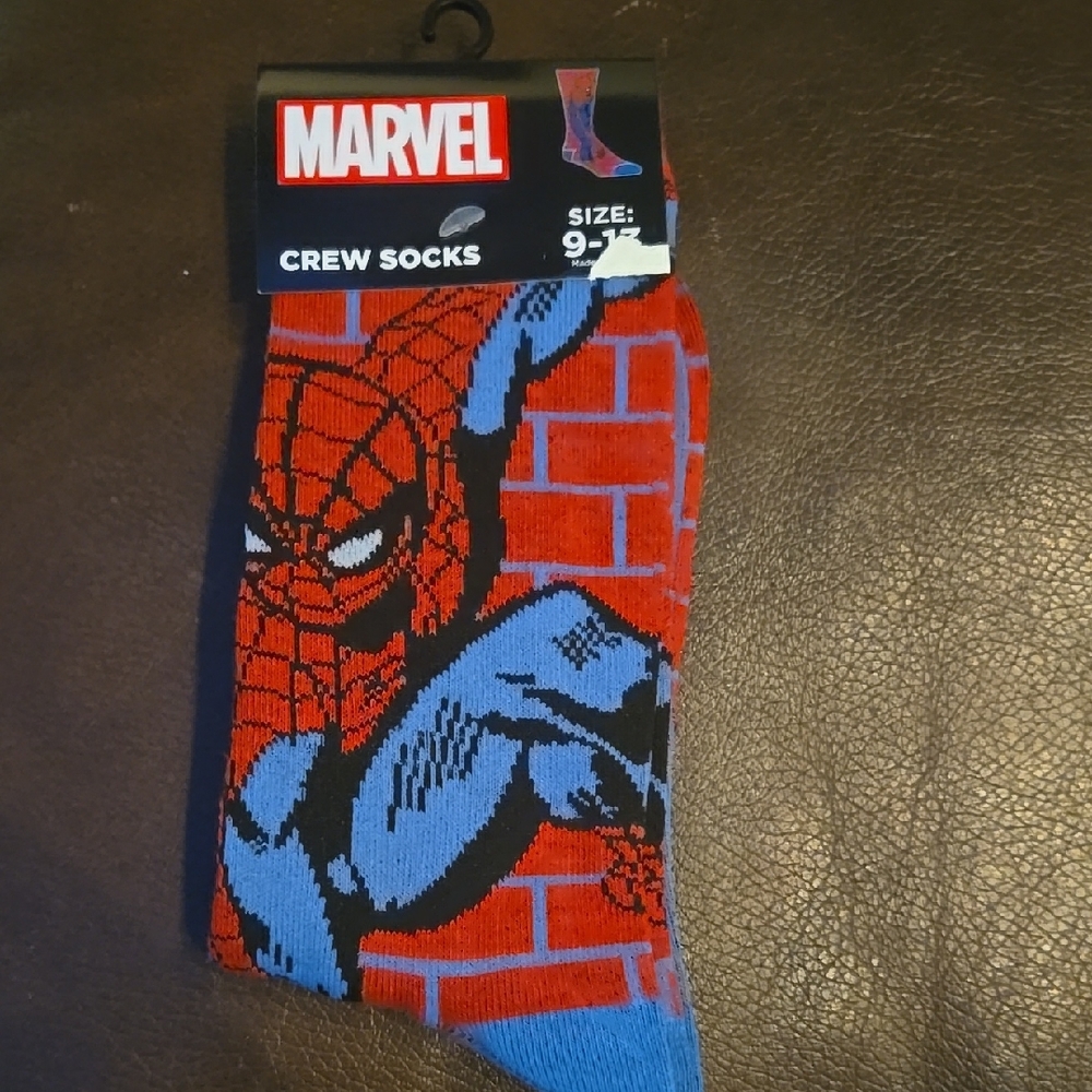 2 Pairs Marvel Spider-Man Crew Socks - Red and Blue